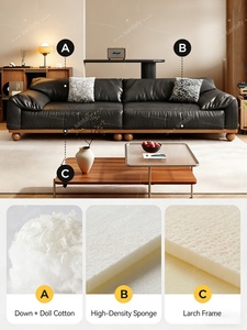 Canapé-lit en cuir inclinable de style moderne du milieu du siècle français pour salon, petit appartement, villa, hôtel, entrepôt, résistant aux griffes des chats - Product Image 6