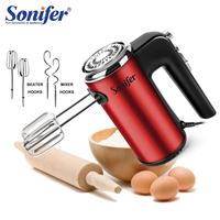 Sonifer SF-7024 gros usage domestique 220V 5 vitesse boîtier en acier inoxydable rouge couleur électrique 400w batteur à main mini