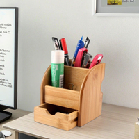 Organisateur de tiroir de bureau multifonction en bois et bambou avec boîte de rangement classique laquée autoportante à trois niveaux