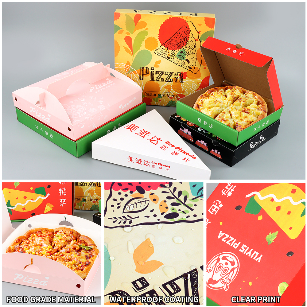 Plain 10 12 14 16 Inch Custom Logo Takeaway Single Slice pizza lunch box 32x32 9 Inch For Pizza With Handle