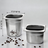 Petite boîte à café en acier inoxydable avec base en caoutchouc pour barista, conteneur intégré pour les restes de café, boîte à café expresso