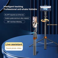 Support de téléphone portable intelligent Q13 portable 2025 avec suivi IA du visage, perche à selfie, trépied, télécommande et lampes d'appoint