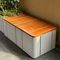 Jardinières carrées minimalistes modernes en bois massif et métal thermolaqué pour jardins, parcs et hôtels – Usage commercial extérieur