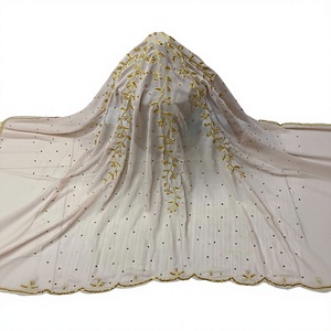 A.K.TRENDY COLLECTION Muslim Women Somali Stone Embroidered <b>Chiffon</b> Dupatta Garbasar <b>Scarf</b> Floral Solid Pattern Winter Daily - Product Image 2
