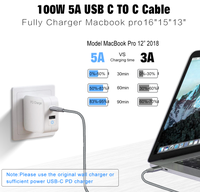 Fabricant Design Nouveau Style Grande Compatibilité de Téléphone 5A 100W Tressé 1M C TO C Câble à Bas Prix