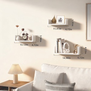 <b>Floating</b> <b>Wall</b> Shelves Set Of 3 White <b>Wall</b> Mounted Storage Shelves For Bathroom Bedroom Living Room Kitchen Office Home Decor - Product Image 3
