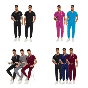 Custom Brand Hospital <strong>Men</strong>&amp;Women <strong>Scrub</strong> Uniform Sets Nurse V-neck Surgical Uniforms Jogger Style Medical Wholesale Price <strong>Scrub</strong>