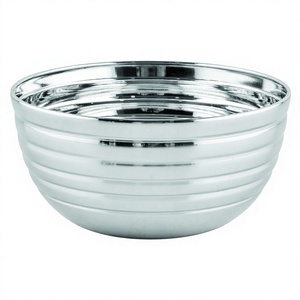 Cuencos modernos de acero inoxidable para servir, forma redonda, Metal pulido para colección de utensilios de cocina - Product Image 1