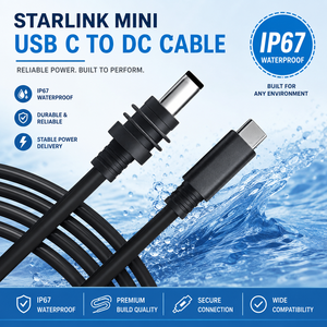 כבל מתאם מותאם אישית 100W 20V מסוג C ל-<span class=keywords><strong>DC</strong></span> זכר, עמיד למים בתקן IP67, חוט 18AWG, כבל אספקת חשמל עבור Starlink Mini - Product Image 1