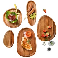 Plateau de service moderne en bois écologique pour mariage, motif uni, forme irrégulière, pour plats, assiettes, snacks, pain, fruits, salades, fromages