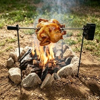 Kit de Asador Eléctrico a Batería con Motor Metálico Resistente, Sistema de Asador Portátil para Parrilla