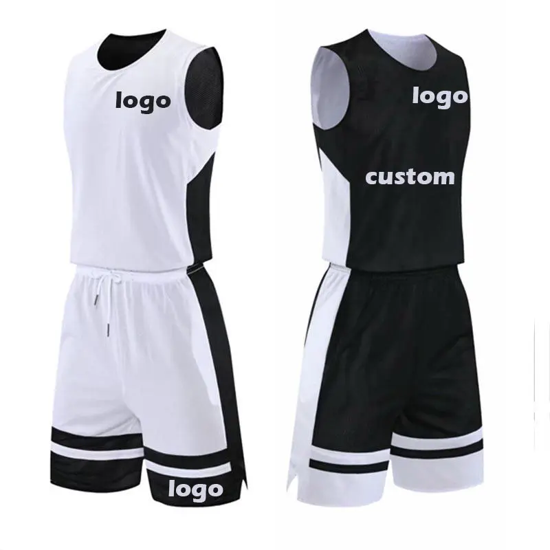 Tất cả trống thanh niên Jersey đầy đủ kit đồng phục bóng rổ personalizados uniformes de basquet negros con Blanco