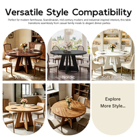Juego de Mesa de Comedor Redonda Grande de Madera Maciza Extensible para 6 Personas, Estilo Rústico Moderno y Minimalista para el Hogar
