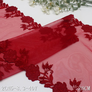 Bán buôn tùy chỉnh 26cm màu đen màu xanh đỏ hoa với Satin Thêu vải tuyn Vải net thêu ren TRIM cho phụ nữ sexy đồ lót - Product Image 4