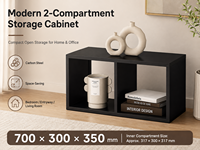 Armoire de rangement moderne en acier au carbone à 2 compartiments avec étagères ouvertes, organisateur compact et peu encombrant pour salon et chambre à coucher