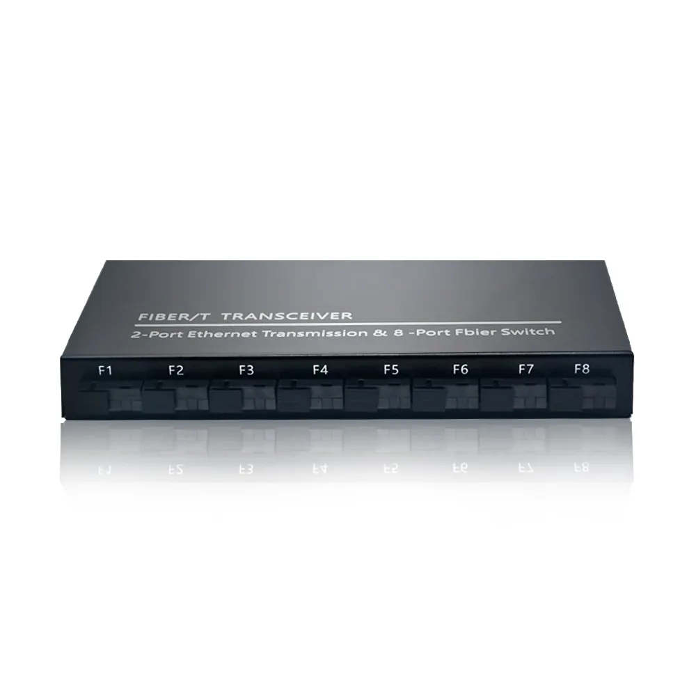 10/100/1000M 8F2GE fiber switch singlemode Duplex SC Fiber Optic 8 fiber 2GE Ethernet Media Converter Converter