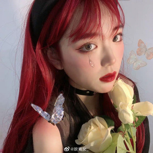 <span class=keywords><strong>Parrucca</strong></span> con Frangia Stile Manga Giapponese e Coreano, Lunghezza Media <span class=keywords><strong>Rossa</strong></span>, Onda Naturale, Resistente al Calore, Come da Celebrità di Internet - Product Image 2