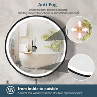 Armoire de salle de bain ronde à LED OEM ODM avec étagères de rangement, armoire à pharmacie murale avec miroir de maquillage à éclairage intelligent