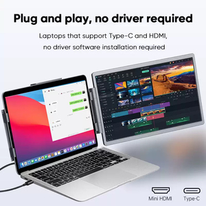 Sibolan 14 inch Ba xách tay màn hình <span class=keywords><strong>LCD</strong></span> <span class=keywords><strong>IPS</strong></span> Bảng điều chỉnh 1920*1200P Tri Extender bằng sáng chế thiết kế kép Type-C USB 3.0 loa hiển thị - Product Image 3