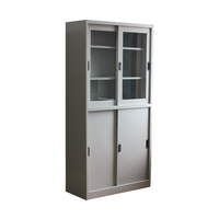 Meubles de bureau, rangement de documents en métal, armoire de classement, option supérieure, 2 portes coulissantes en verre, classeurs en acier