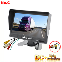 Monitor Mobil HD 7 " TFT LCD Layar Anti Silau, Layar Pandangan Belakang 12V/24V untuk Kamera Mundur Kendaraan, CCTV, Keamanan Rumah, Pengawasan