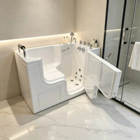 Baignoire à accès facile pour seniors, baignoire acrylique pour personnes âgées avec porte latérale et mains courantes, baignoire de massage à remous pour salle de bain de villa