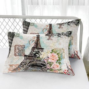 ชุดเครื่องนอน3ชิ้น<span class=keywords><strong>ลาย</strong></span>หอไอเฟลชุดเครื่องนอนนุ่มสำหรับผู้ใหญ่ดีไซน์ดอกไม้ย้อนยุค - Product Image 4