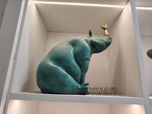 Sculpture de <span class=keywords><strong>rhinocéros</strong></span> en cuivre pur, œuvres d'art en métal, moulage, décoration moderne pour la maison - Product Image 4