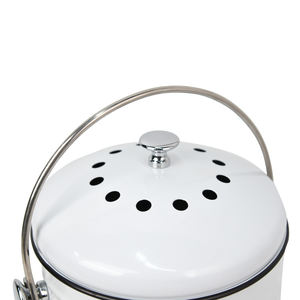 Beyaz renk Dia 18CM 1.3 Gallon mutfak tezgahı kompost <span class=keywords><strong>Bin</strong></span> saplı ve karbon filtre KBR009 - Product Image 4