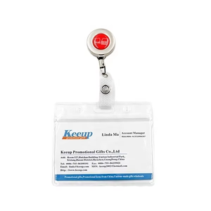 Porta-credenciales retráctil económico, precio de fábrica al por mayor, soporte de plástico duradero para tarjetas de identificación, llaveros retráctiles personalizados - Product Image 1