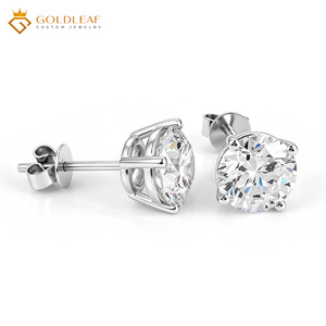 Pendientes de oro blanco de 18 quilates con diamantes cultivados en laboratorio, corte redondo, brillo brillante, engaste a mano. - Product Image 6