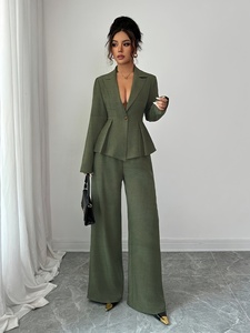 Elegante Completo da Lavoro Autunno-Inverno Stile Europeo-Americano, <span class=keywords><strong>Giacca</strong></span> Blazer a Maniche Lunghe <span class=keywords><strong>e</strong></span> Pantaloni a Gamba Larga - Product Image 2