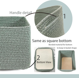 KUYUE Cesto Portaoggetti Moderno ed Ecologico con Manico, Rettangolare, Intrecciato a Mano in Corda di Cotone, Pieghevole, <span class=keywords><strong>per</strong></span> Soggiorno e Bagno - Product Image 4