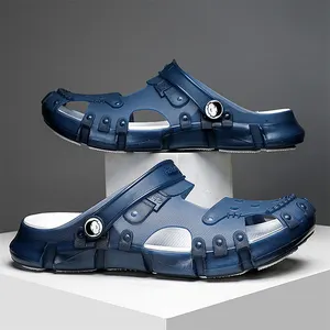2024 Hedian logotipo personalizado venta al por mayor verano casual al aire libre sandalias playa simple suave moda agujero zapatos zuecos para hombres