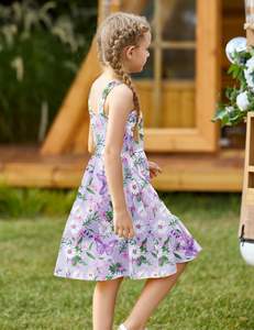 Оптовая продажа: Новое летнее повседневное платье-сарафан для девочек на бретельках с пуговицами, миди, без рукавов, А-силуэт, с карманами, для ежедневной носки - Product Image 4