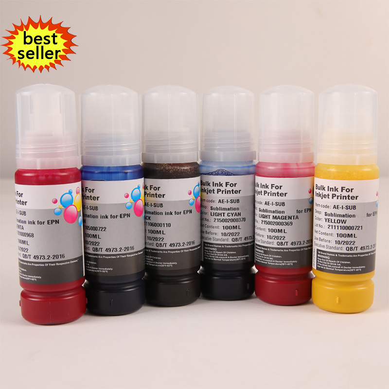 Tinta de impresora de sublimación sin olor, alta calidad, 100ml, para Epson Inkjet, 6 colores, transferencia térmica