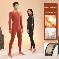 Nouvel ensemble de sous-vêtements thermiques en cachemire et soie noir et or, épais, haute élasticité, pour adolescents, collection automne 2026, avec logo OEM