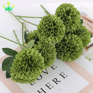 Boule de Chrysanthèmes Artificiels, Fleurs en Soie Verte pour la Maison, Arrangement Floral, St Patricks Day, Décor de Table, 12 Pièces - Product Image 4