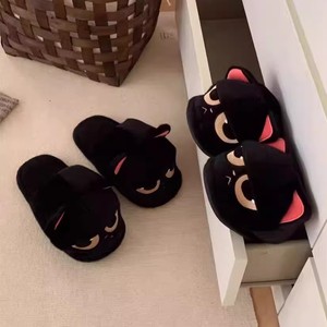 2025 nuovo Instagram arrabbiato piccolo gatto nero pantofole di peluche per le coppie carino Anti-Slip a prova di odore caldo di cotone per la casa - Product Image 5