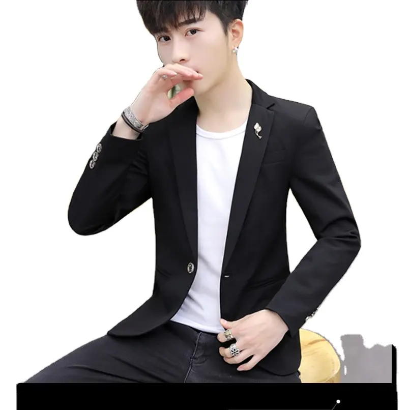 Fashion Men's Blazers Jacket Korean Style Boys Slim Fit One Button Top Coat Short Jackets Lapel Suit Blazer Autumn Slim Fit Suit