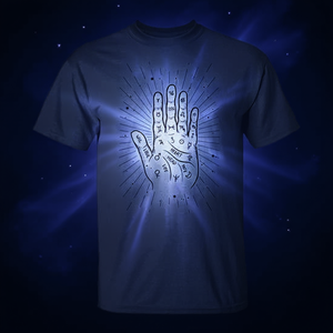 Camiseta de Palmaterapia Sagrada con Diseño de Símbolo Místico de Mano para Espiritualidad y Adivinación - Product Image 3