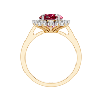 Bague de fiançailles classique en or massif 14 carats avec rubis rouge naturel ovale de 5 carats serti à griffes pour femme