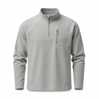 Haut à manches longues pour homme, séchage rapide, UPF 50+, antibactérien 7A, col montant, demi-zip, avec poche