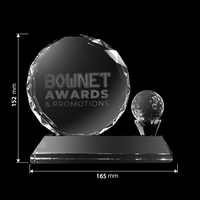 NOUVEAU Trophée de baseball en cristal durable de grande taille, de forme ronde, avec technique de sablage
