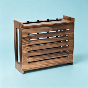 Boîte de rangement pour routeur WiFi en bois - Étagère décorative murale standard pour modem avec système de gestion des câbles - Product Image 1
