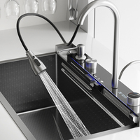 Évier de cuisine moderne à cuve unique en acier inoxydable SUS304 fait main, finition brossée, à encastrer sous le comptoir, noir