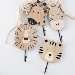 Lớn Sáng Tạo Phim Hoạt Hình Động Vật Đầu Bằng Gỗ Móc Cho Phòng Ngủ Nhà Bếp Thép Dính Tường Móc Áo PVC Dính Thuận Tiện Áo Treo - Product Image 4