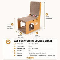 Fauteuil de grattage pour chat YAOYUE à dossier haut avec surfaces en carton ondulé et cabine en arche 60 cm Fabriqué en Chine
