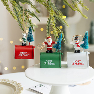 Decorazione Natalizia Transfrontaliera: Ciondolo per Cassetta Postale in Ferro Battuto, Ornamenti in Resina a Forma di Pupazzo di Neve, Babbo <span class=keywords><strong>Natale</strong></span> e Orso per Albero di <span class=keywords><strong>Natale</strong></span> - Product Image 2