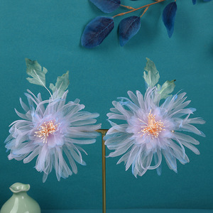 Nouveaux accessoires pour cheveux Hanfu chinois anciens 2024, design original, faits à la main, fleur en soie dégradée rose et bleue - Product Image 1
